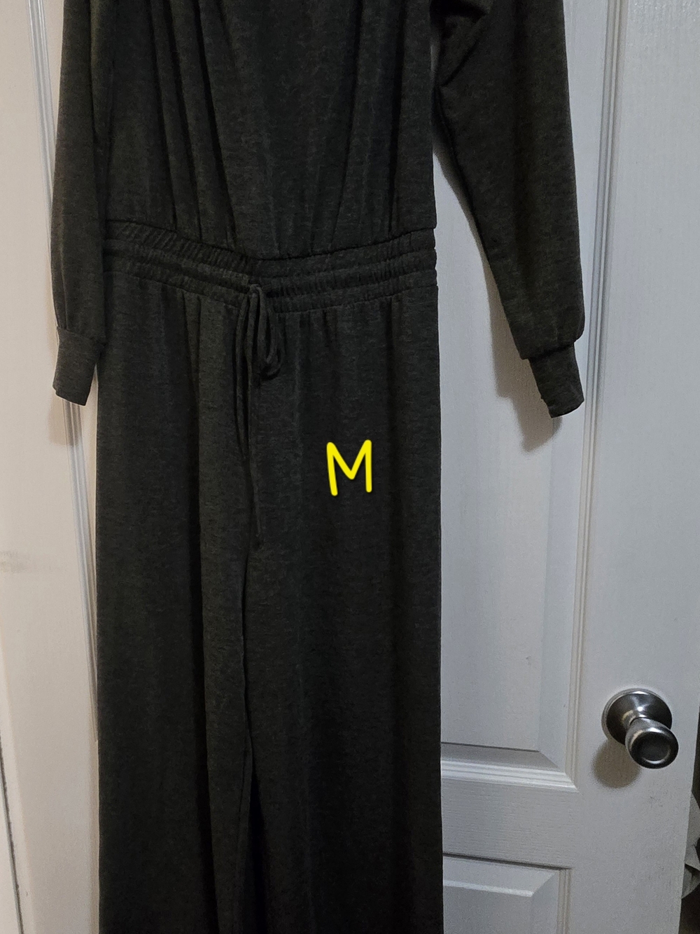 Francesca's Charcoal Gray Long Sleeve Jumpsuit - Picture 3 of 3